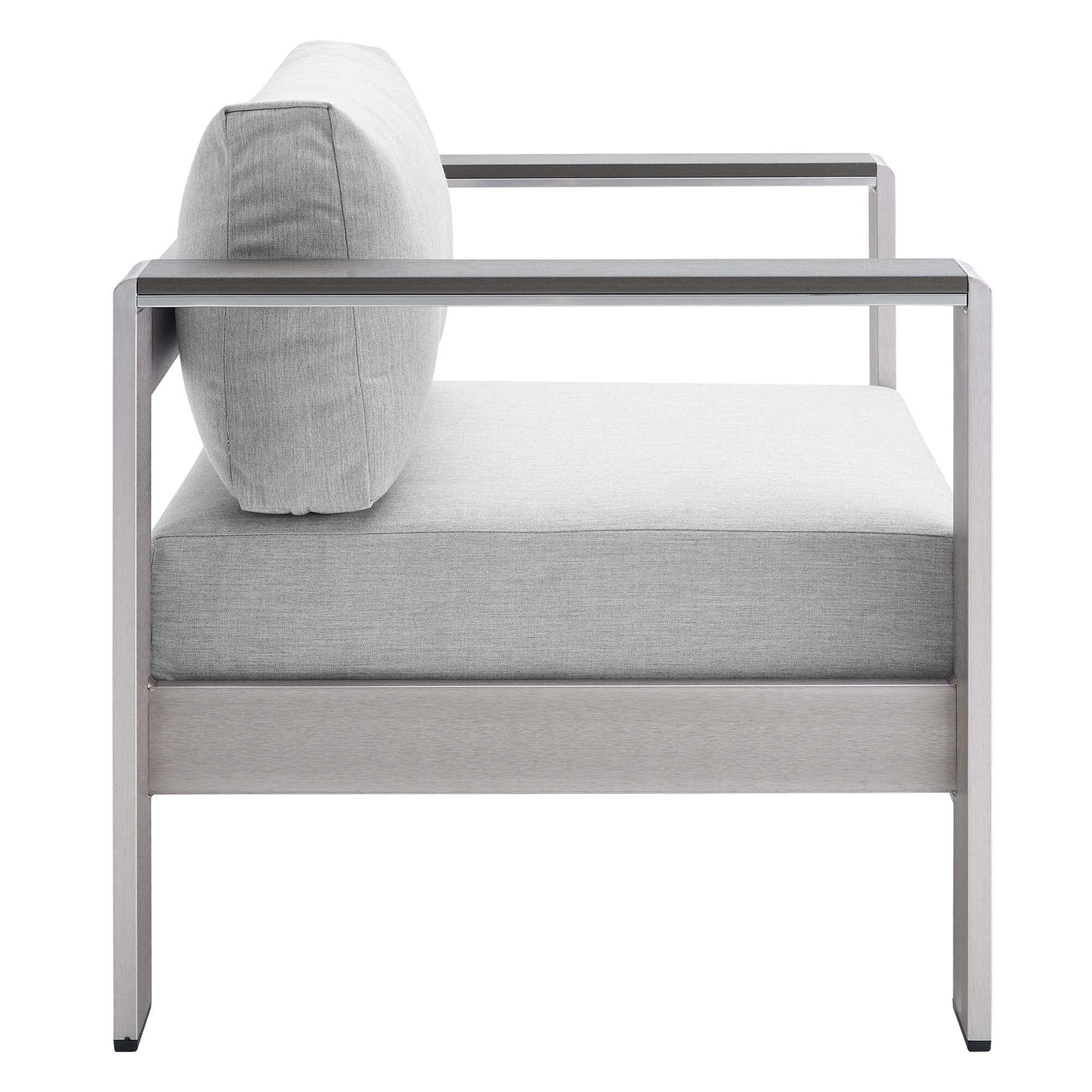 Shore Aluminum 7-Piece Patio Conversation Set - Silver Gray by Modway Conversation Set Modway 