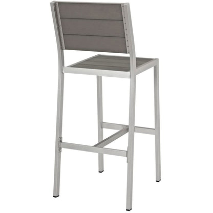 Shore Outdoor Patio Aluminum Armless Bar Stool (Set of 2) in Silver Gray by Modway Bar Stool Modway 