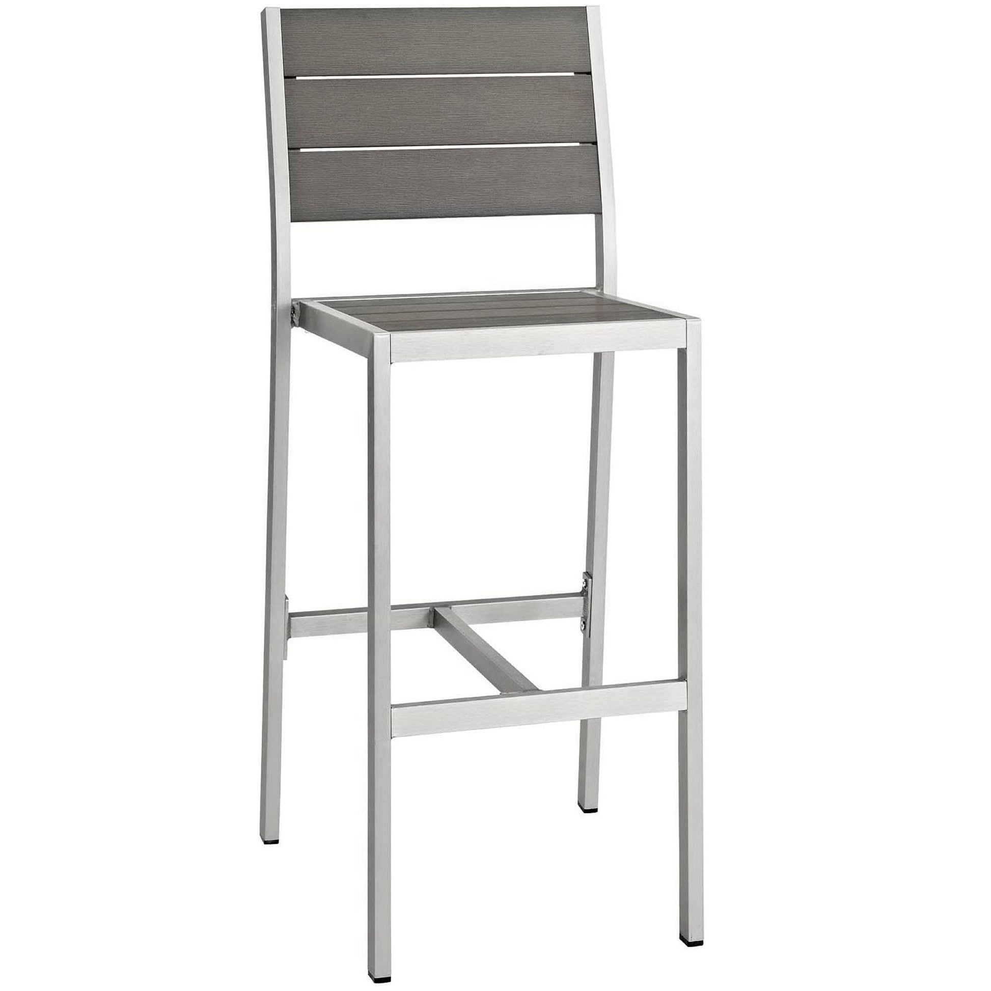 Shore Outdoor Patio Aluminum Armless Bar Stool (Set of 2) in Silver Gray by Modway Bar Stool Modway 