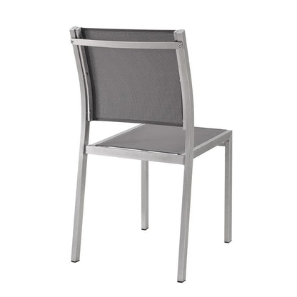 Shore Outdoor Patio Aluminum Side Chair (Set of 2) in Silver Gray by Modway Dining Chair Modway 