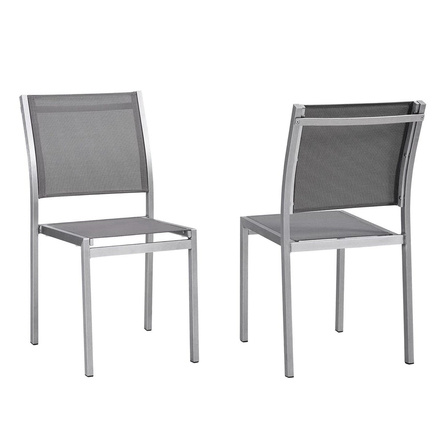 Shore Outdoor Patio Aluminum Side Chair (Set of 2) in Silver Gray by Modway Dining Chair Modway 