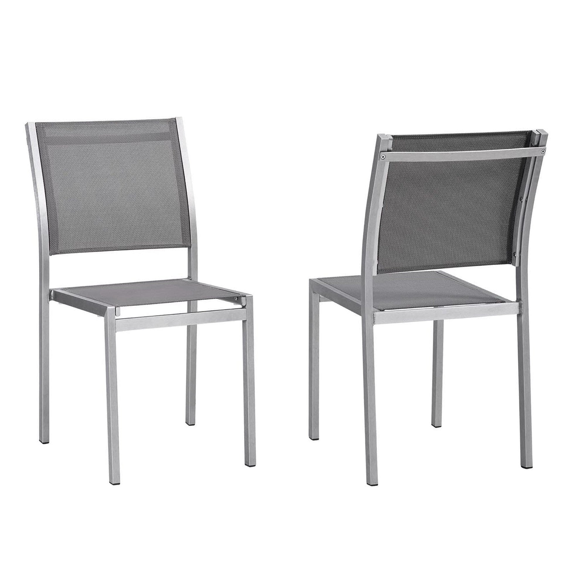 Shore Outdoor Patio Aluminum Side Chair (Set of 2) in Silver Gray by Modway Dining Chair Modway 