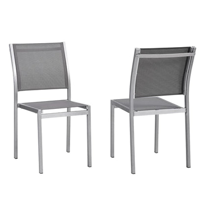 Shore Outdoor Patio Aluminum Side Chair (Set of 2) in Silver Gray by Modway Dining Chair Modway 