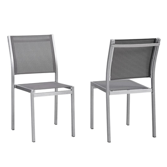 Shore Outdoor Patio Aluminum Side Chair (Set of 2) in Silver Gray by Modway Dining Chair Modway 