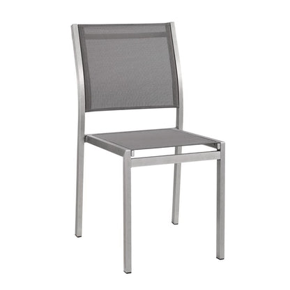Shore Outdoor Patio Aluminum Side Chair (Set of 2) in Silver Gray by Modway Dining Chair Modway 