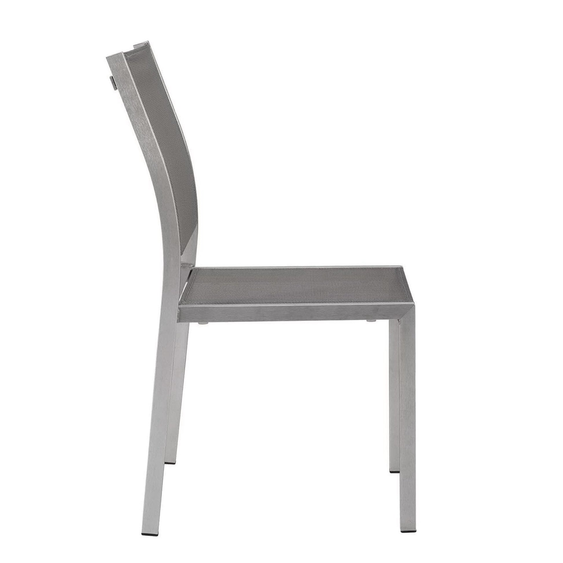Shore Outdoor Patio Aluminum Side Chair (Set of 2) in Silver Gray by Modway Dining Chair Modway 