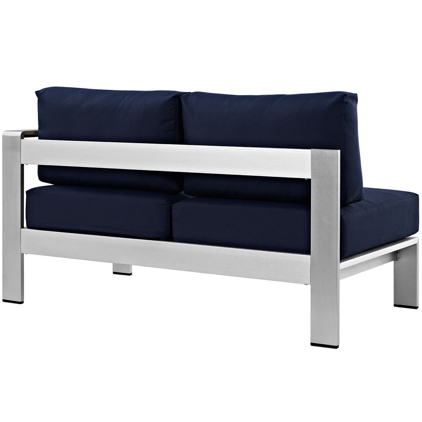 Shore Right-Arm Outdoor Sectional Loveseat (Silver / Navy) by Modway Sectional Piece Modway 