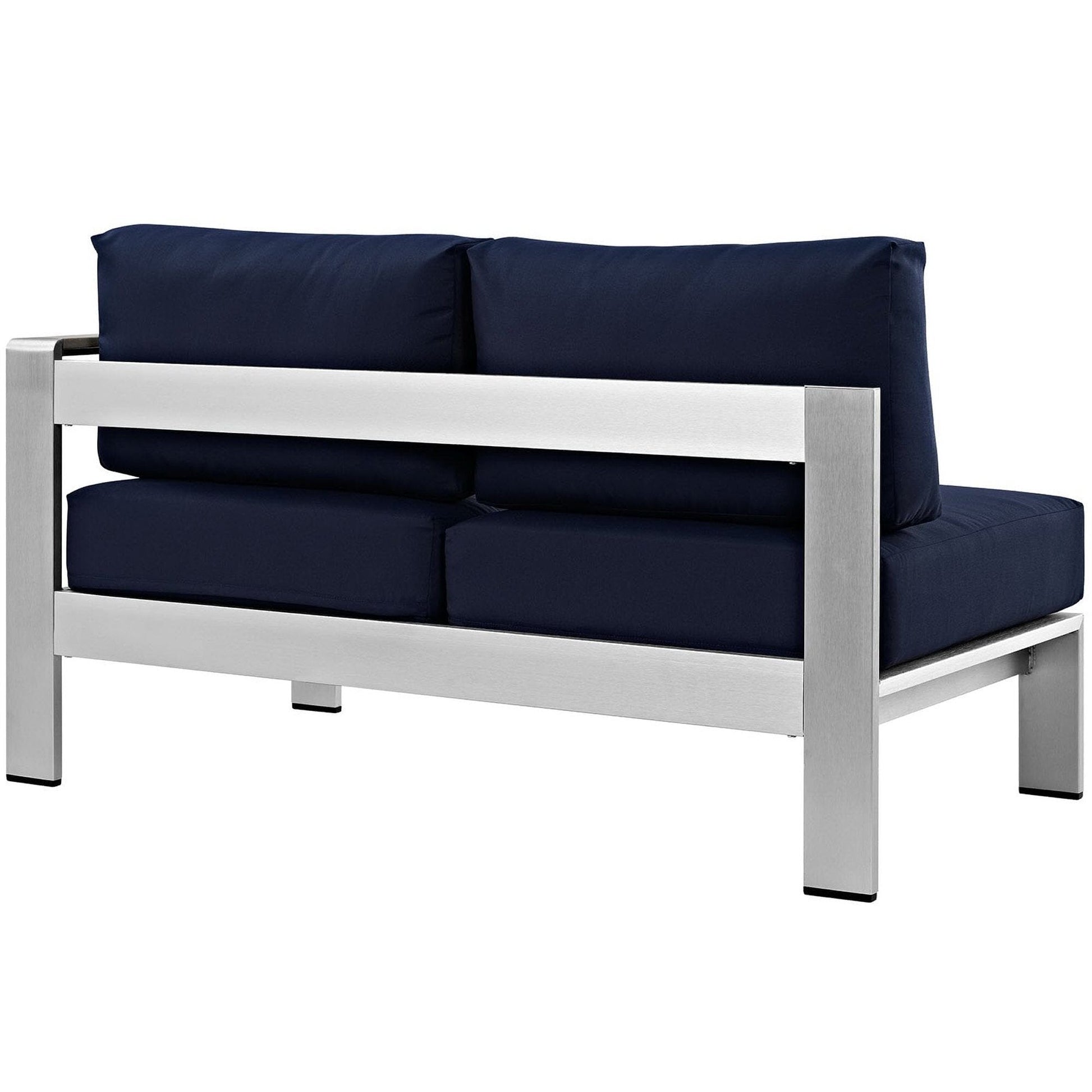 Shore Right-Arm Outdoor Sectional Loveseat (Silver / Navy) by Modway Sectional Piece Modway 