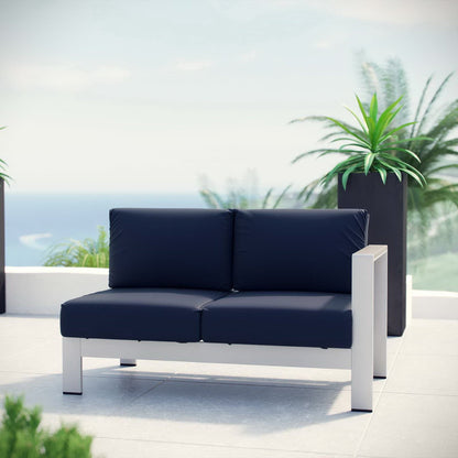 Shore Right-Arm Outdoor Sectional Loveseat (Silver / Navy) by Modway Sectional Piece Modway 