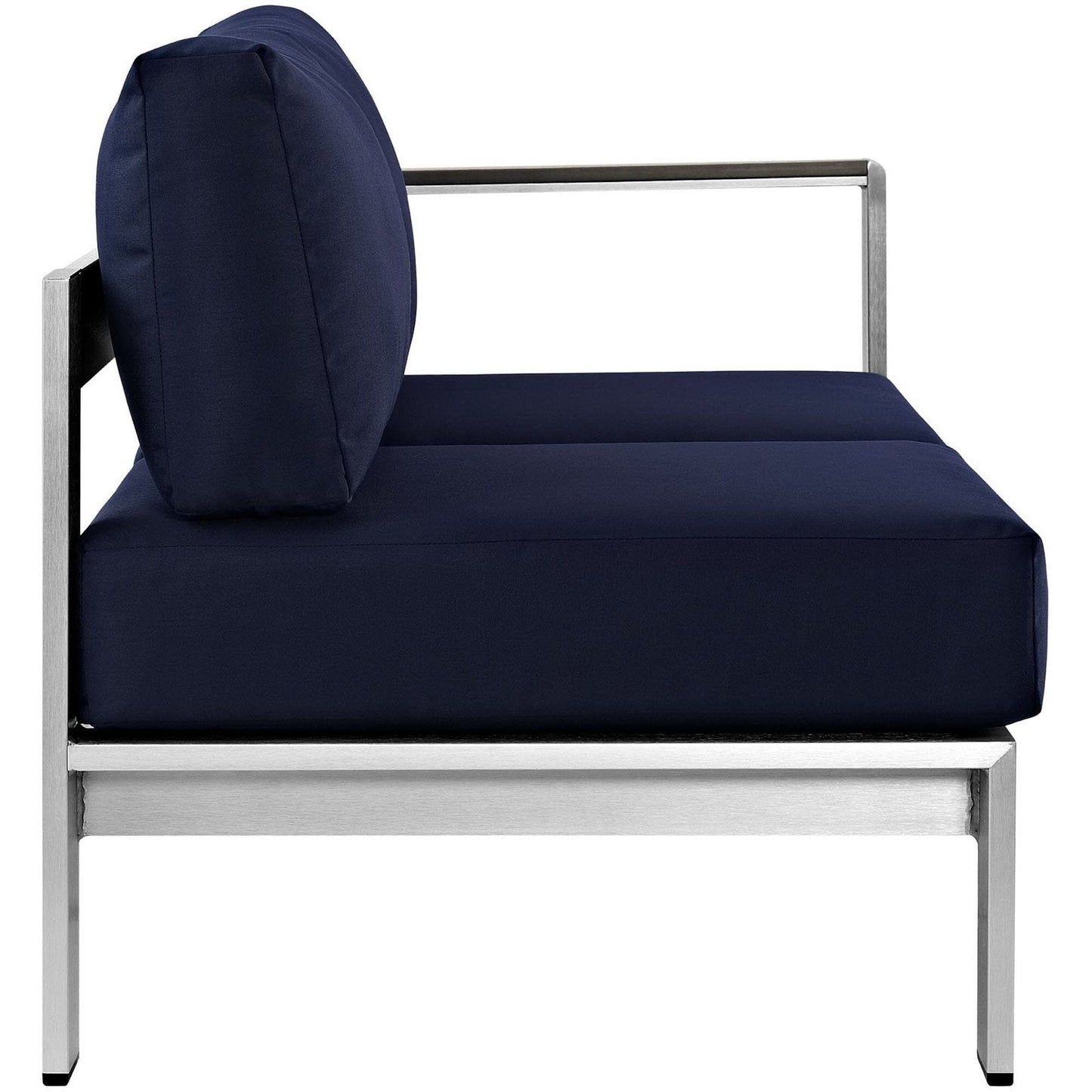 Shore Right-Arm Outdoor Sectional Loveseat (Silver / Navy) by Modway Sectional Piece Modway 
