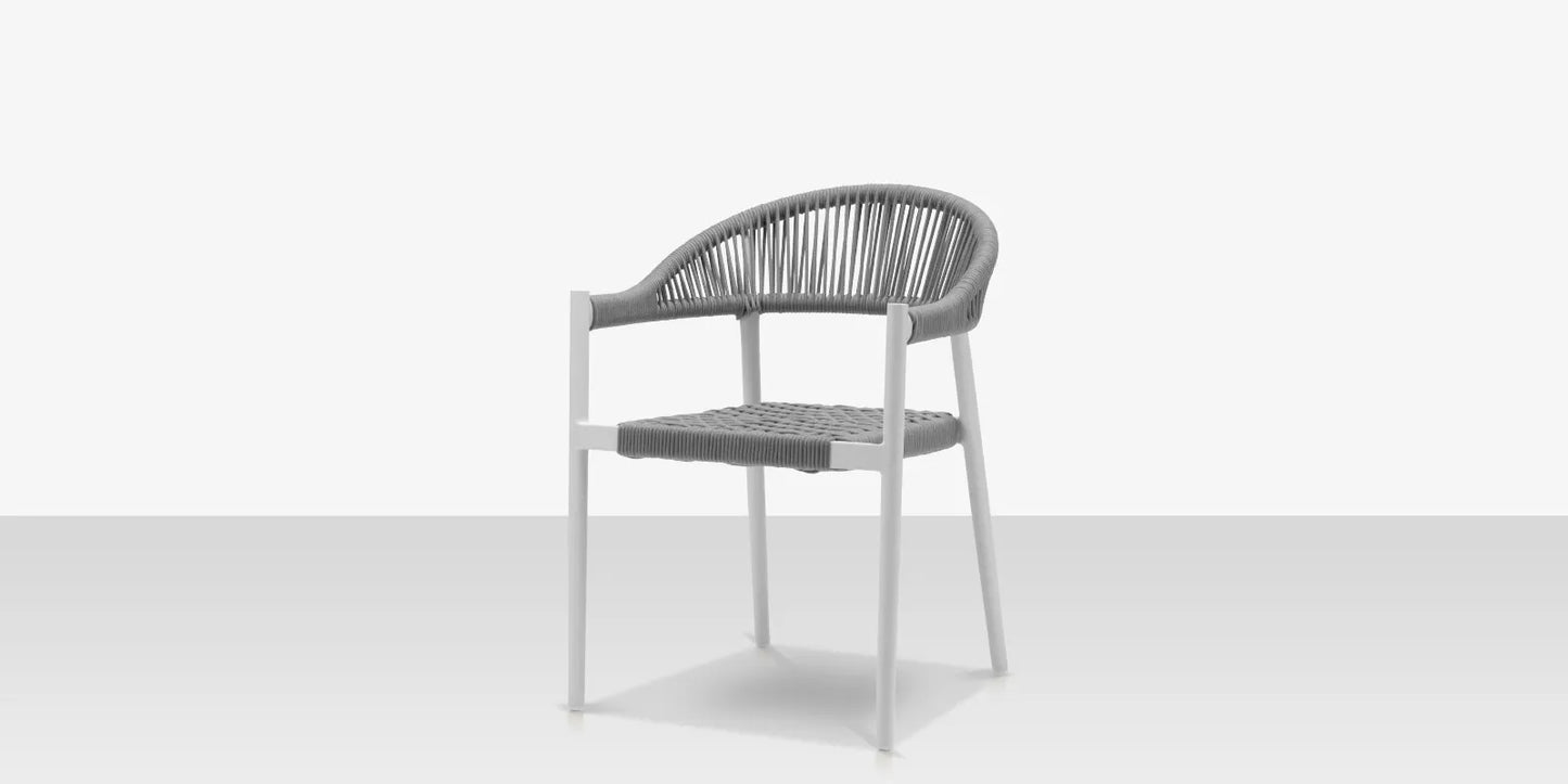Skye Dining Arm Chair - Tex White Frame with Gray Durarope by DecoScape