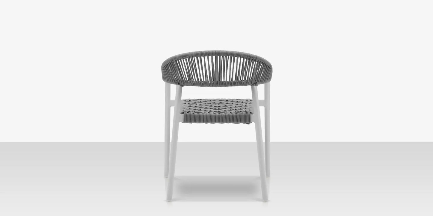 Skye Dining Arm Chair - Tex White Frame with Gray Durarope by DecoScape