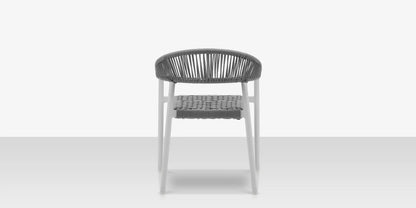 Skye Dining Arm Chair - Tex White Frame with Gray Durarope by DecoScape