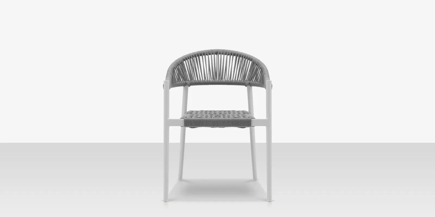 Skye Dining Arm Chair - Tex White Frame with Gray Durarope by DecoScape