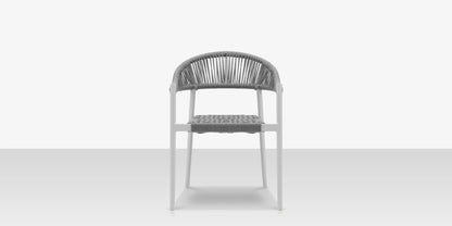 Skye Dining Arm Chair - Tex White Frame with Gray Durarope by DecoScape