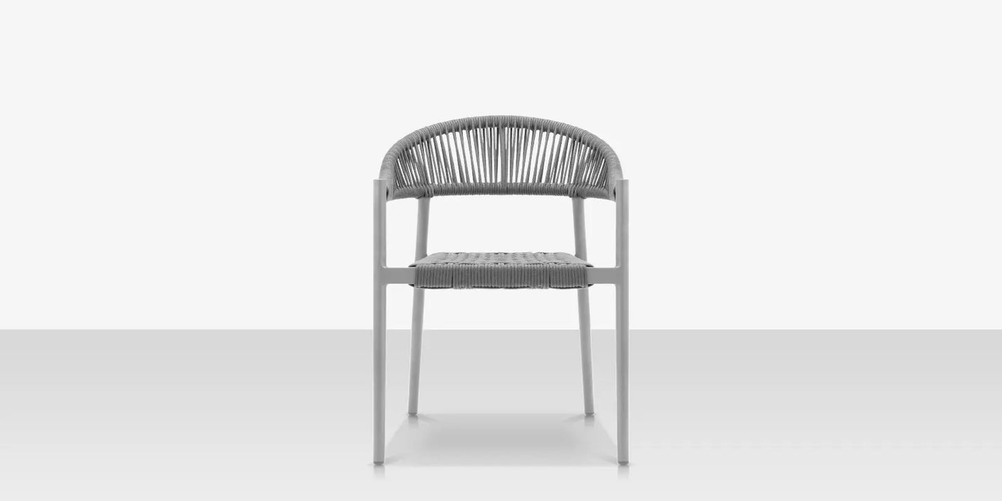 Skye Dining Arm Chair - Kessler Silver Frame with Gray Durarope by DecoScape (3303-163)