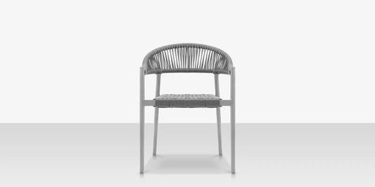 Skye Dining Arm Chair - Kessler Silver Frame with Gray Durarope by DecoScape