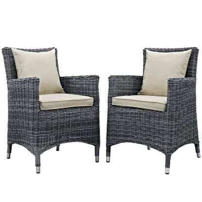 Summon 2 Piece Outdoor Patio Sunbrella Dining Set in Antique Canvas Beige by Modway Dining Chair Modway 