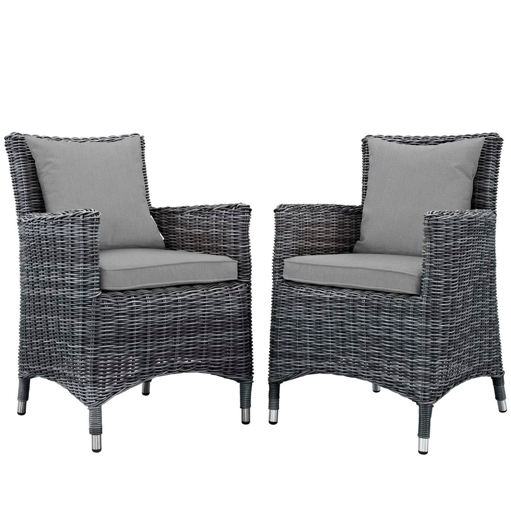 Summon 2 Piece Outdoor Patio Sunbrella Dining Set in Canvas Gray by Modway Dining Chair Modway 