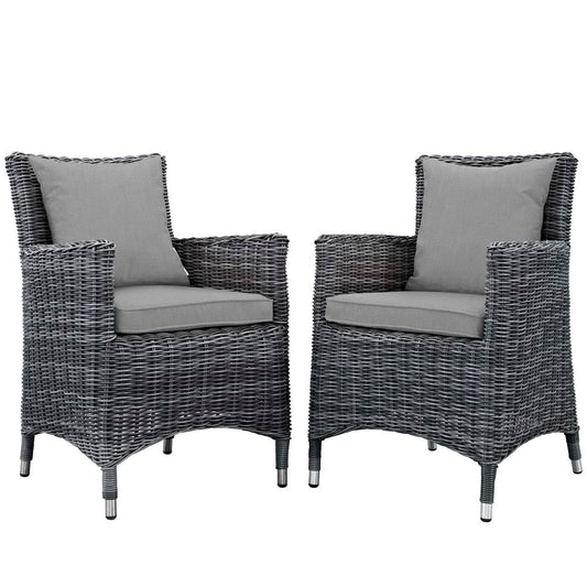 Summon 2 Piece Outdoor Patio Sunbrella Dining Set in Canvas Gray by Modway Dining Chair Modway 