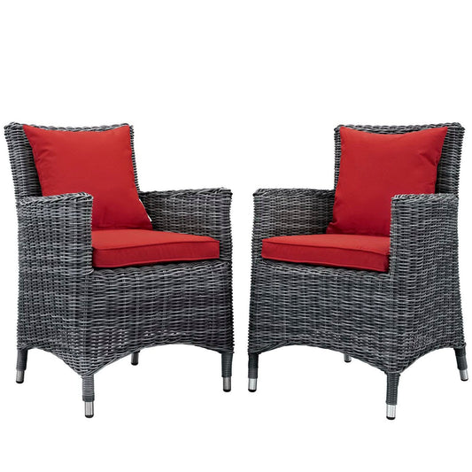 Summon 2 Piece Outdoor Patio Sunbrella Dining Set in Canvas Red by Modway Dining Chair Modway 