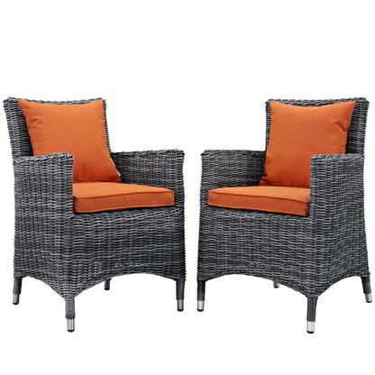 Summon 2 Piece Outdoor Patio Sunbrella Dining Set in Canvas Tuscan by Modway Dining Chair Modway 