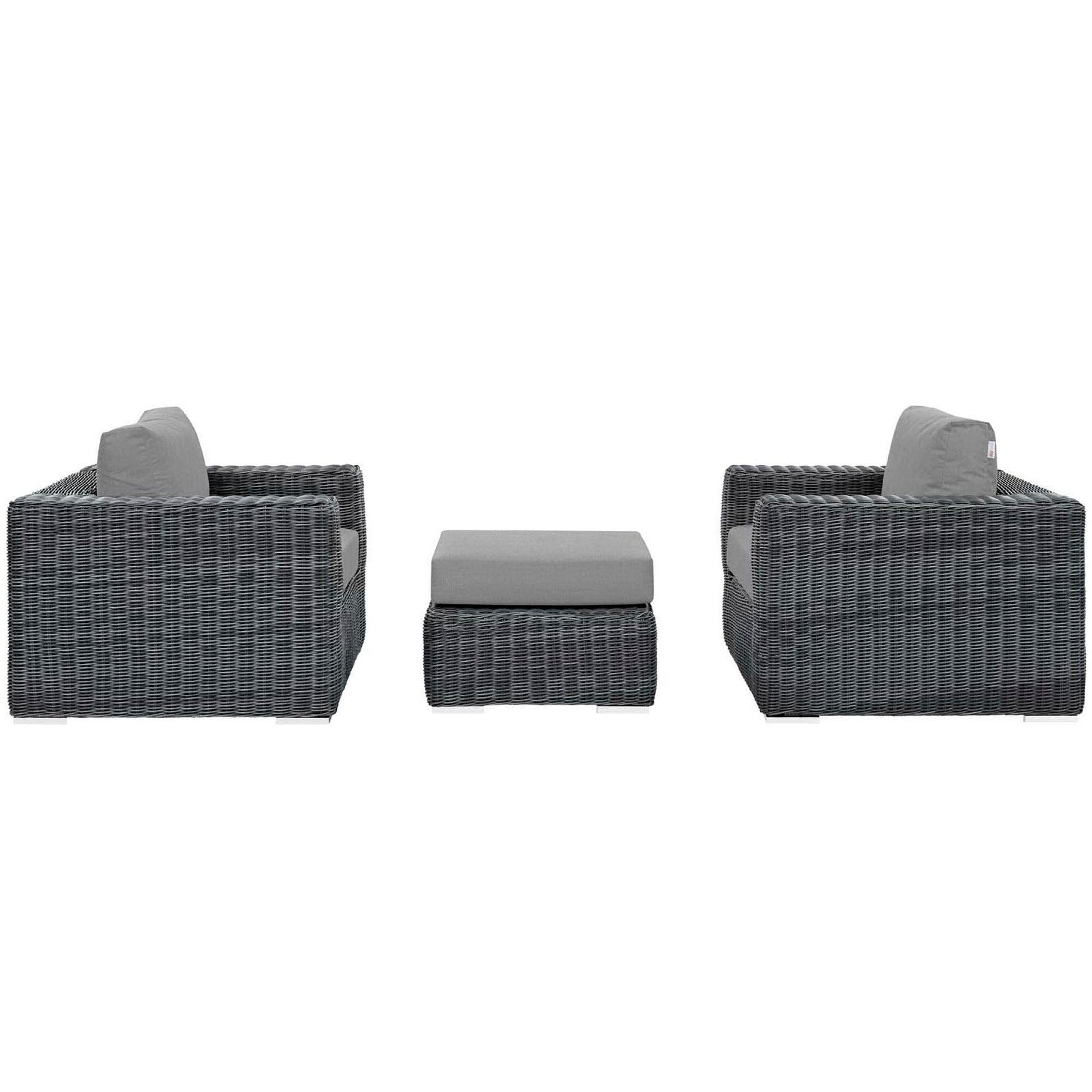Summon 3 Piece Outdoor Patio Sunbrella Sectional Set in Canvas Gray by Modway (1905) Sectional Set Modway 