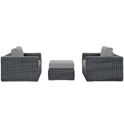 Summon 3 Piece Outdoor Patio Sunbrella Sectional Set in Canvas Gray by Modway (1905) Sectional Set Modway 