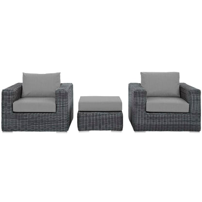 Summon 3 Piece Outdoor Patio Sunbrella Sectional Set in Canvas Gray by Modway (1905) Sectional Set Modway 