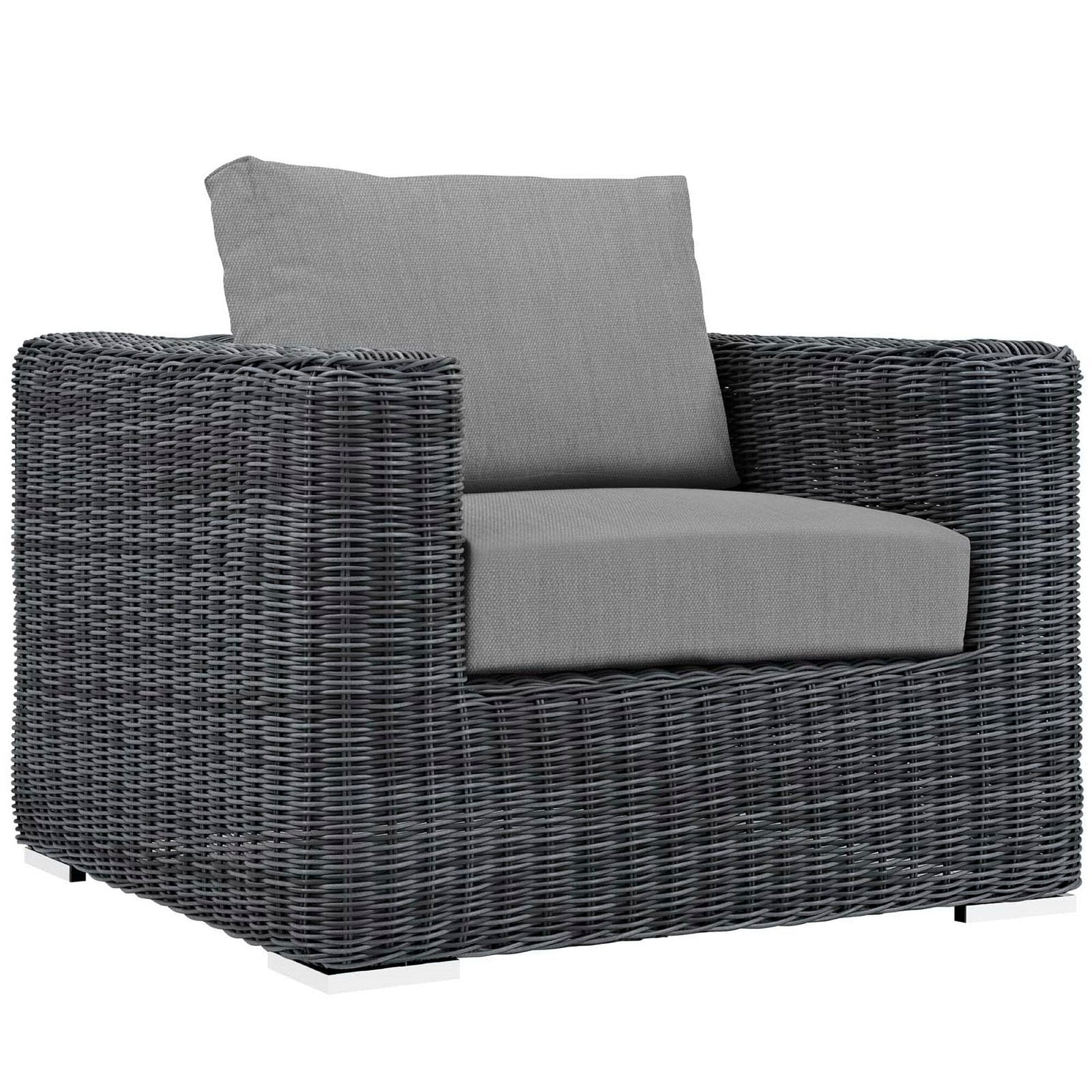 Summon 3 Piece Outdoor Patio Sunbrella Sectional Set in Canvas Gray by Modway (1905) Sectional Set Modway 