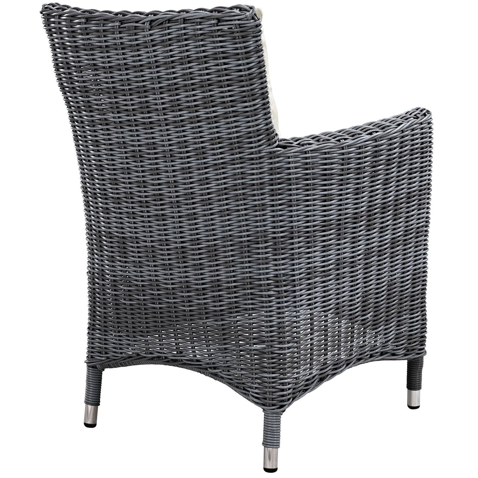 Summon 4 Piece Outdoor Patio Sunbrella Dining Set in Antique Canvas Beige by Modway Dining Chair Modway 