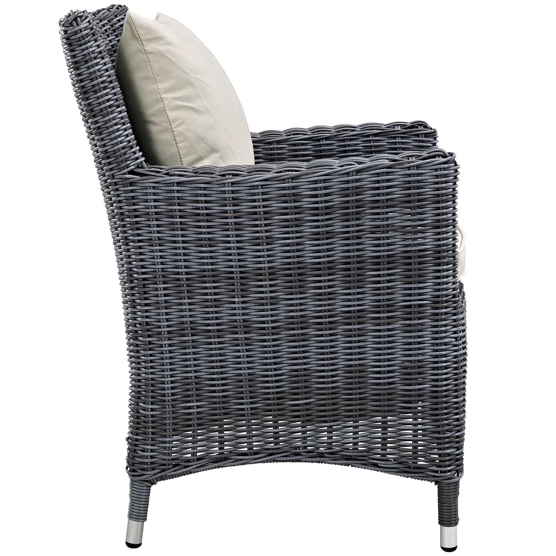 Summon 4 Piece Outdoor Patio Sunbrella Dining Set in Antique Canvas Beige by Modway Dining Chair Modway 