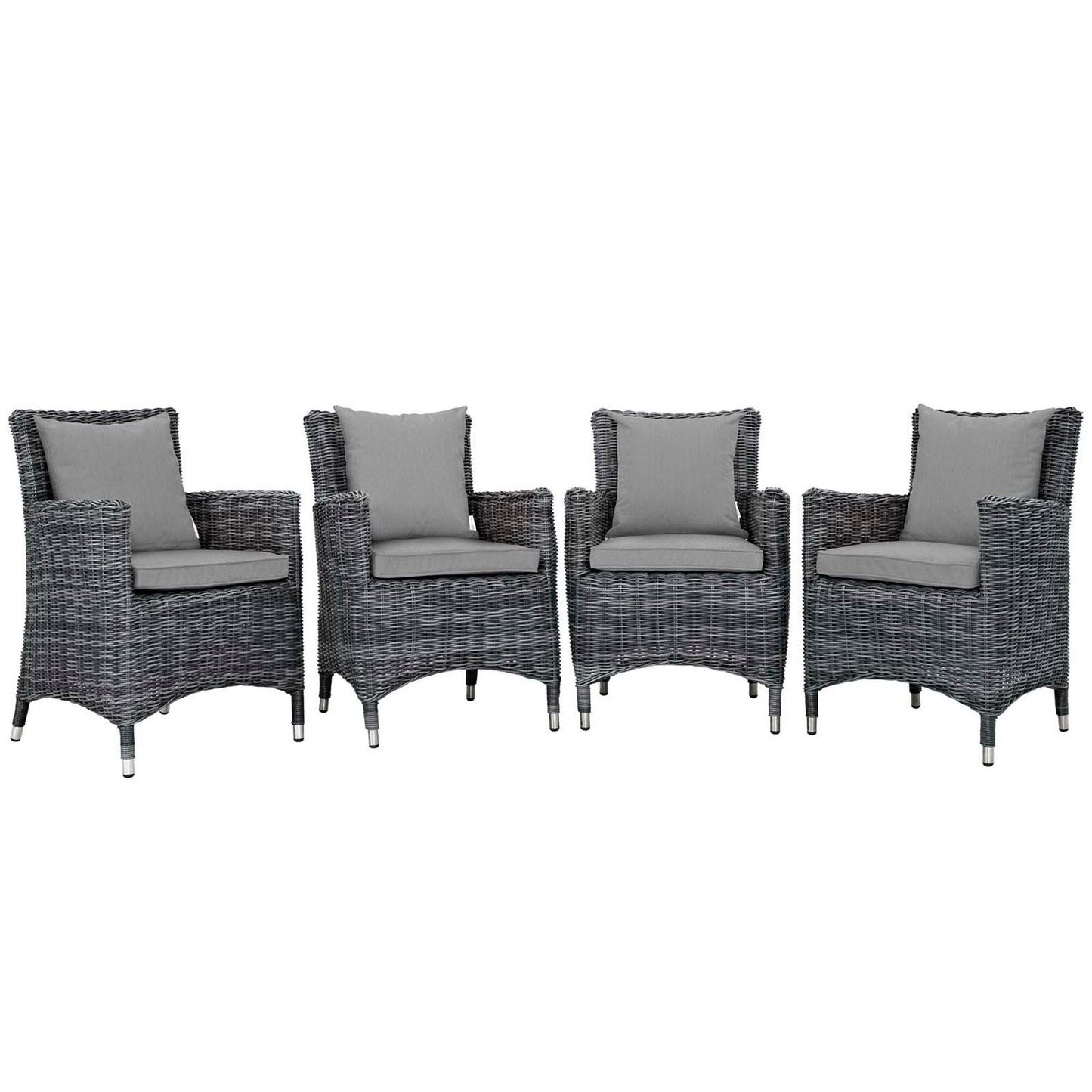 Summon 4 Piece Outdoor Patio Sunbrella Dining Set in Canvas Gray by Modway Dining Chair Modway 