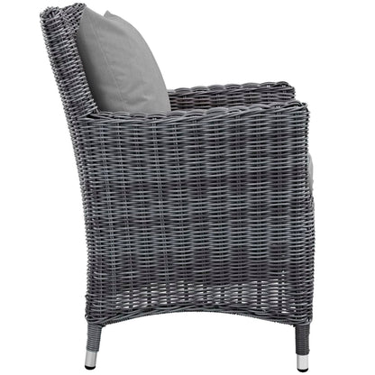Summon 4 Piece Outdoor Patio Sunbrella Dining Set in Canvas Gray by Modway Dining Chair Modway 