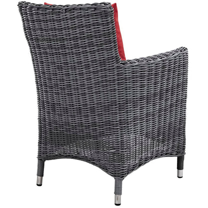 Summon 4 Piece Outdoor Patio Sunbrella Dining Set in Canvas Red by Modway Dining Chair Modway 