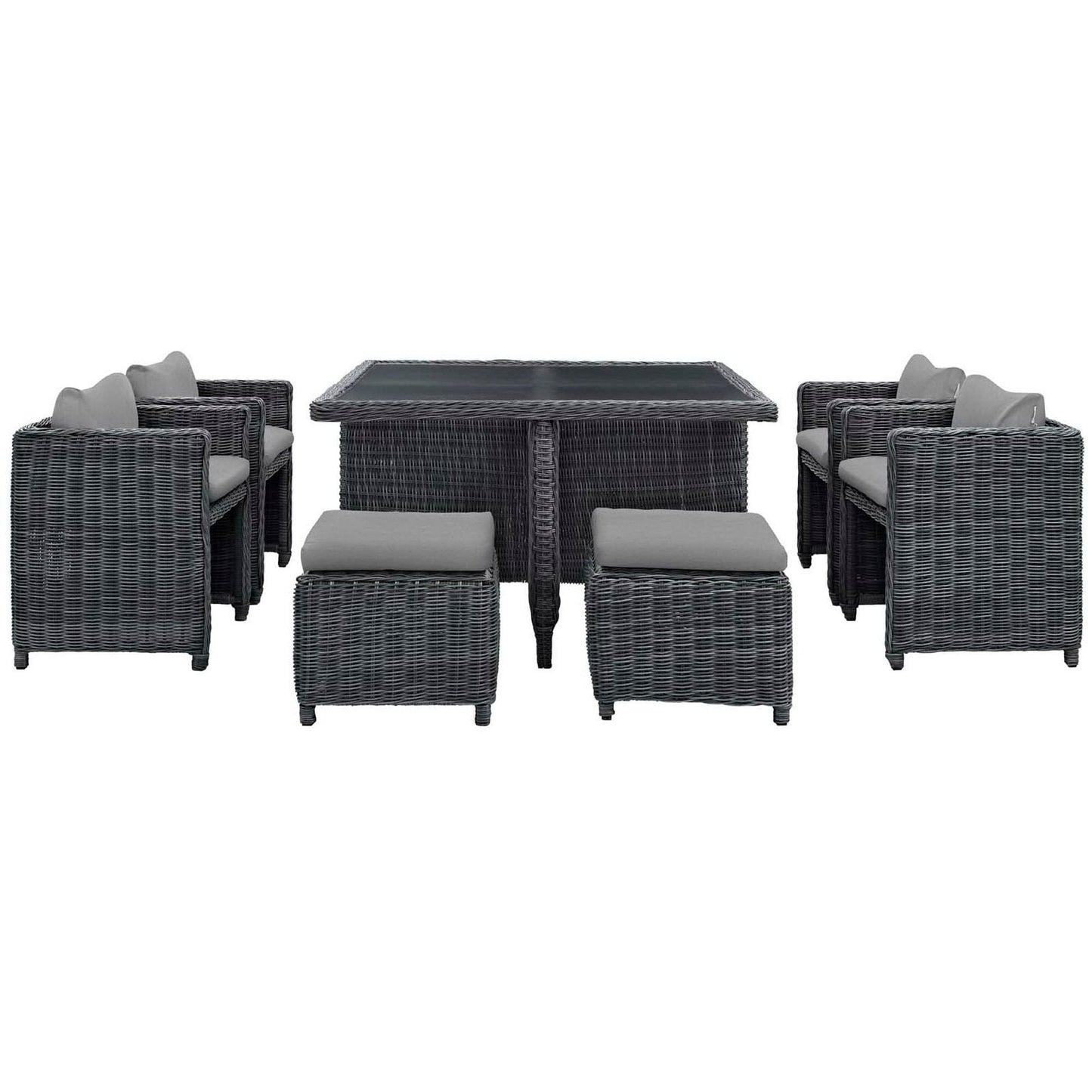 Summon 9 Piece Outdoor Patio Sunbrella Dining Set in Canvas Gray by Modway Dining Set Modway 