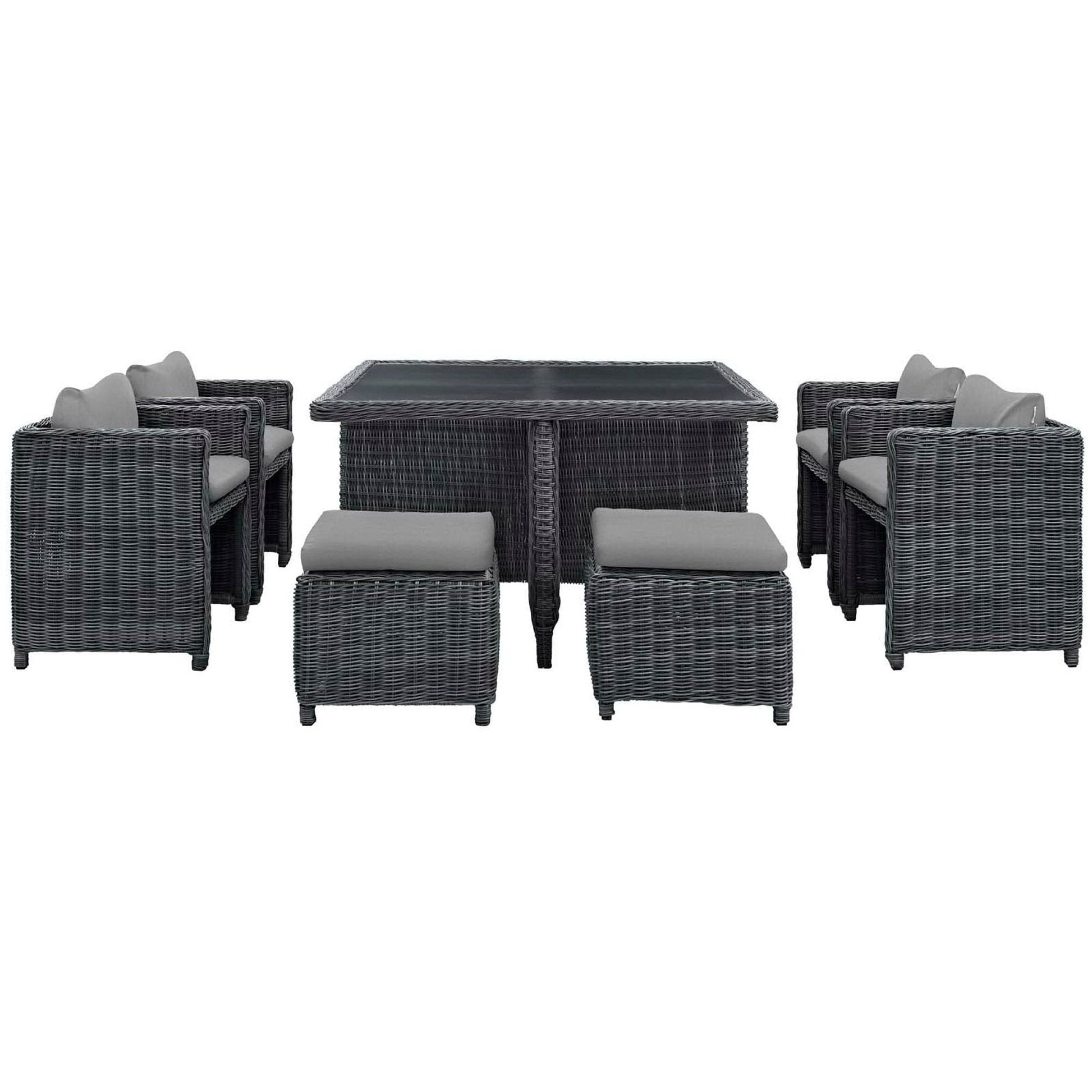 Summon 9 Piece Outdoor Patio Sunbrella Dining Set in Canvas Gray by Modway Dining Set Modway 