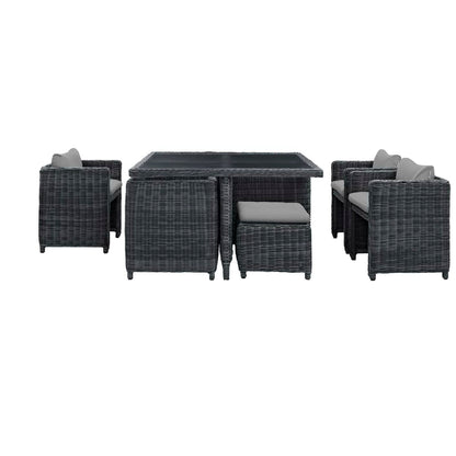Summon 9 Piece Outdoor Patio Sunbrella Dining Set in Canvas Gray by Modway Dining Set Modway 