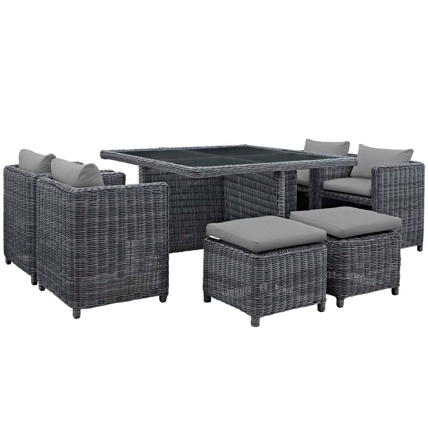 Summon 9 Piece Outdoor Patio Sunbrella Dining Set in Canvas Gray by Modway Dining Set Modway 