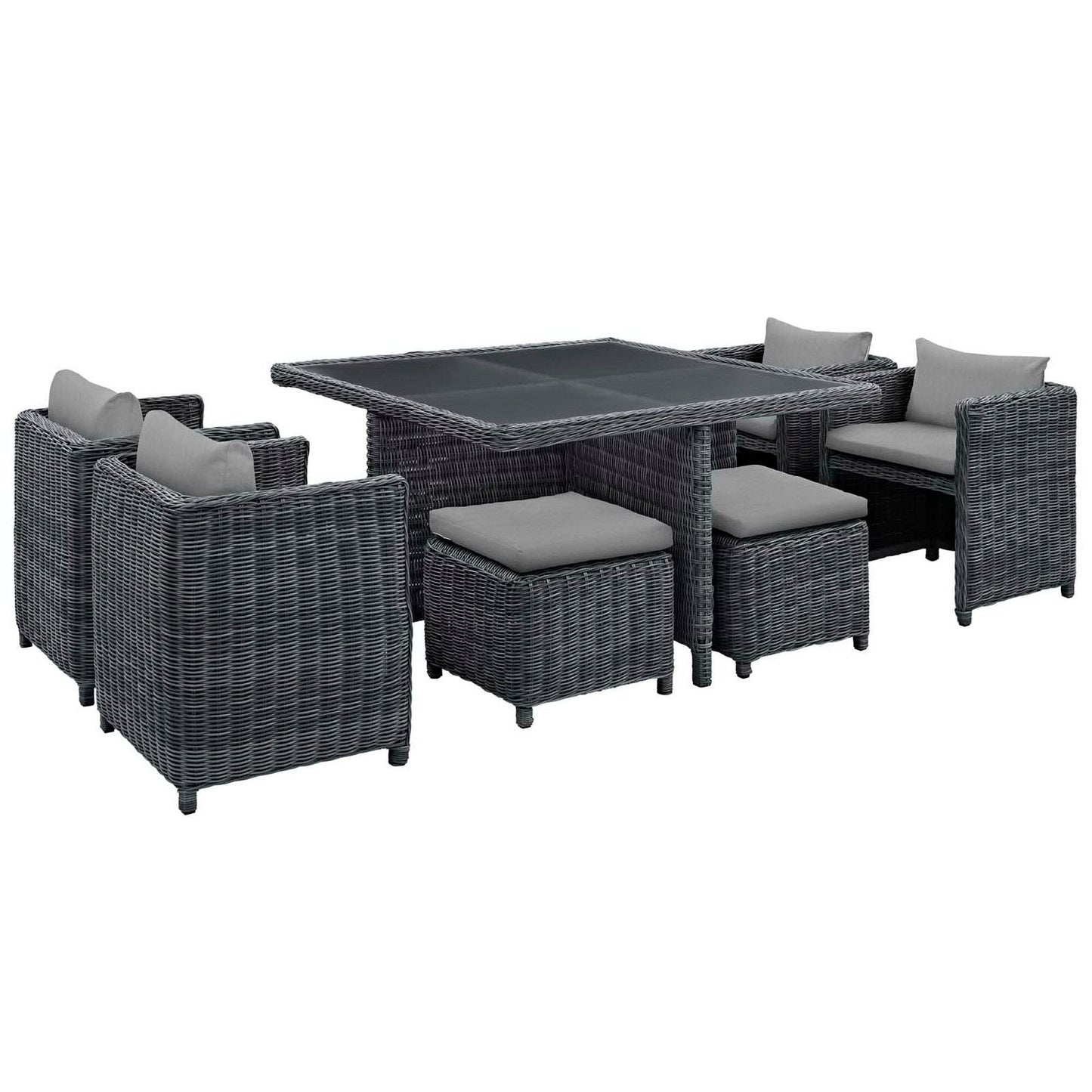 Summon 9 Piece Outdoor Patio Sunbrella Dining Set in Canvas Gray by Modway Dining Set Modway 