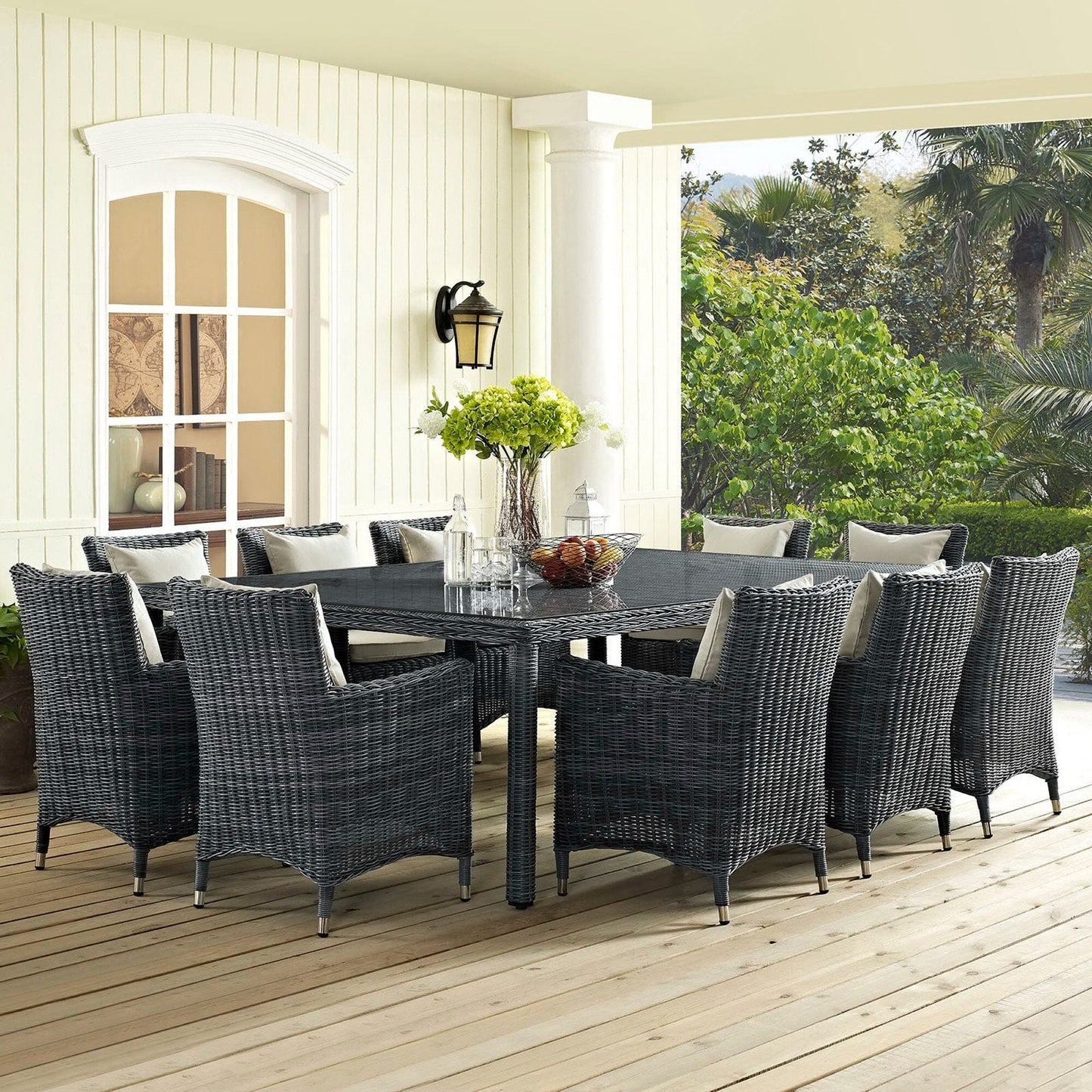 Summon 90" Outdoor Patio Rectangular Dining Table in Gray by Modway Dining Table Modway 