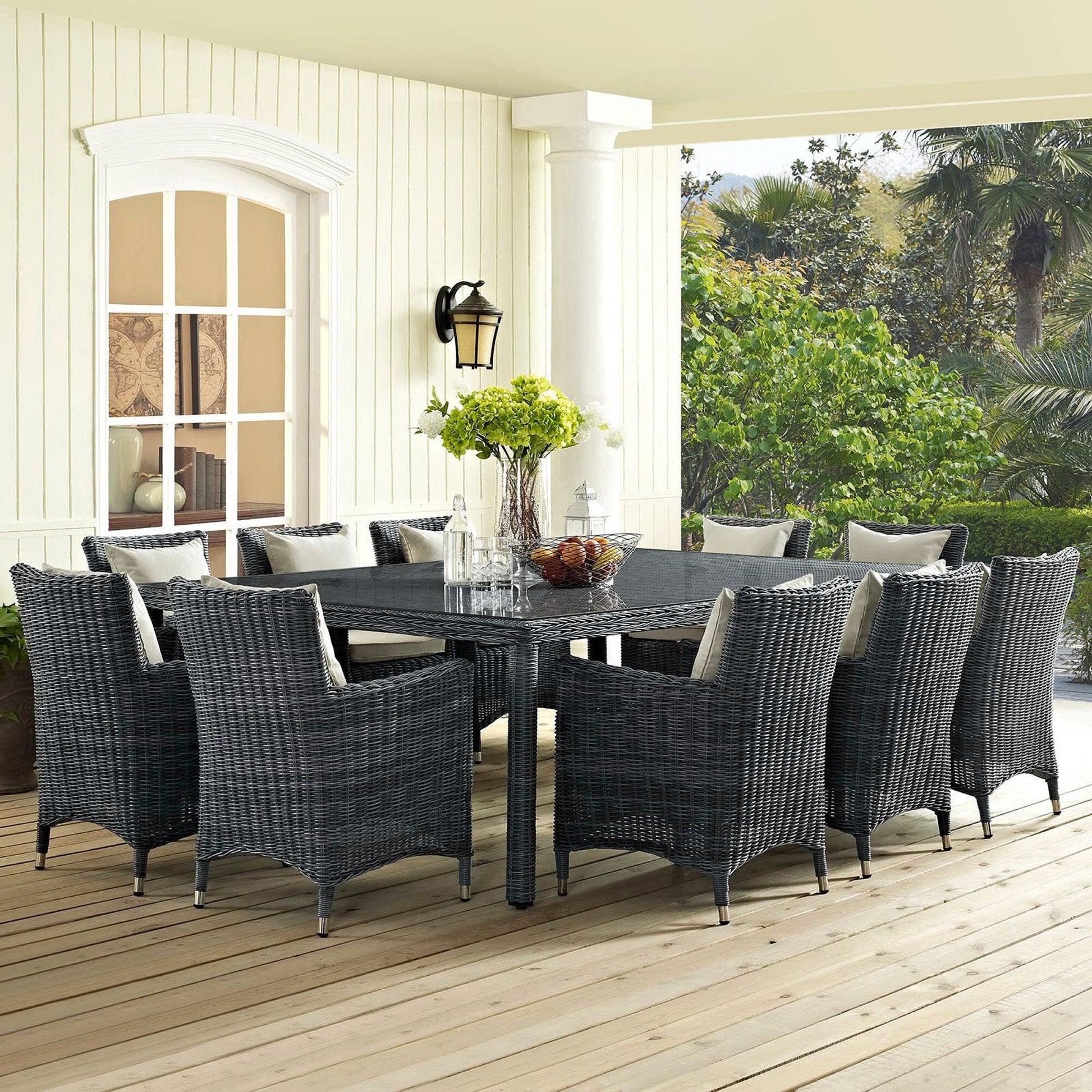Summon 90" Outdoor Patio Rectangular Dining Table in Gray by Modway Dining Table Modway 