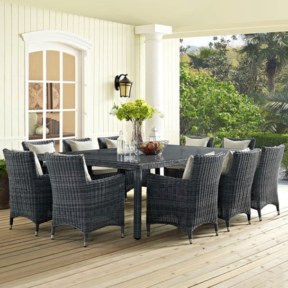 Summon 90" Outdoor Patio Rectangular Dining Table in Gray by Modway Dining Table Modway 