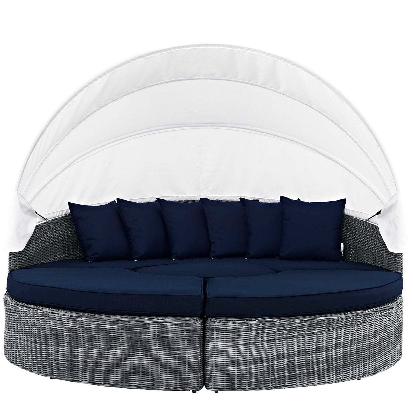 Summon Canopy Outdoor Patio Sunbrella Daybed in Canvas Navy by Modway Daybed Modway 