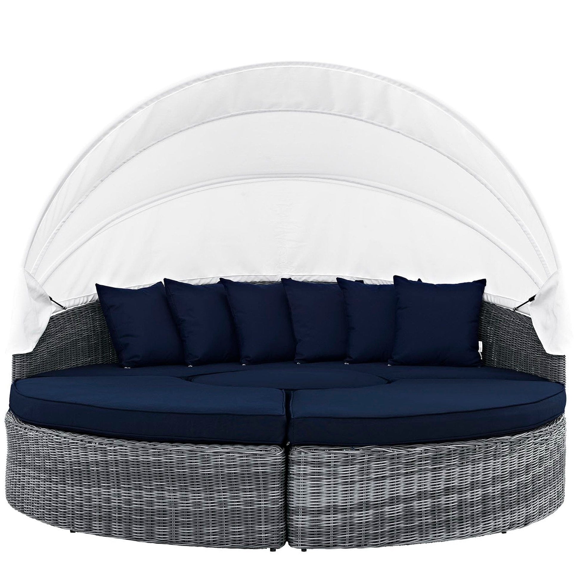 Summon Canopy Outdoor Patio Sunbrella Daybed in Canvas Navy by Modway Daybed Modway 