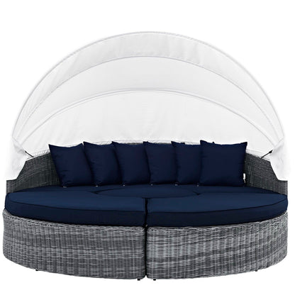 Summon Canopy Outdoor Patio Sunbrella Daybed in Canvas Navy by Modway Daybed Modway 