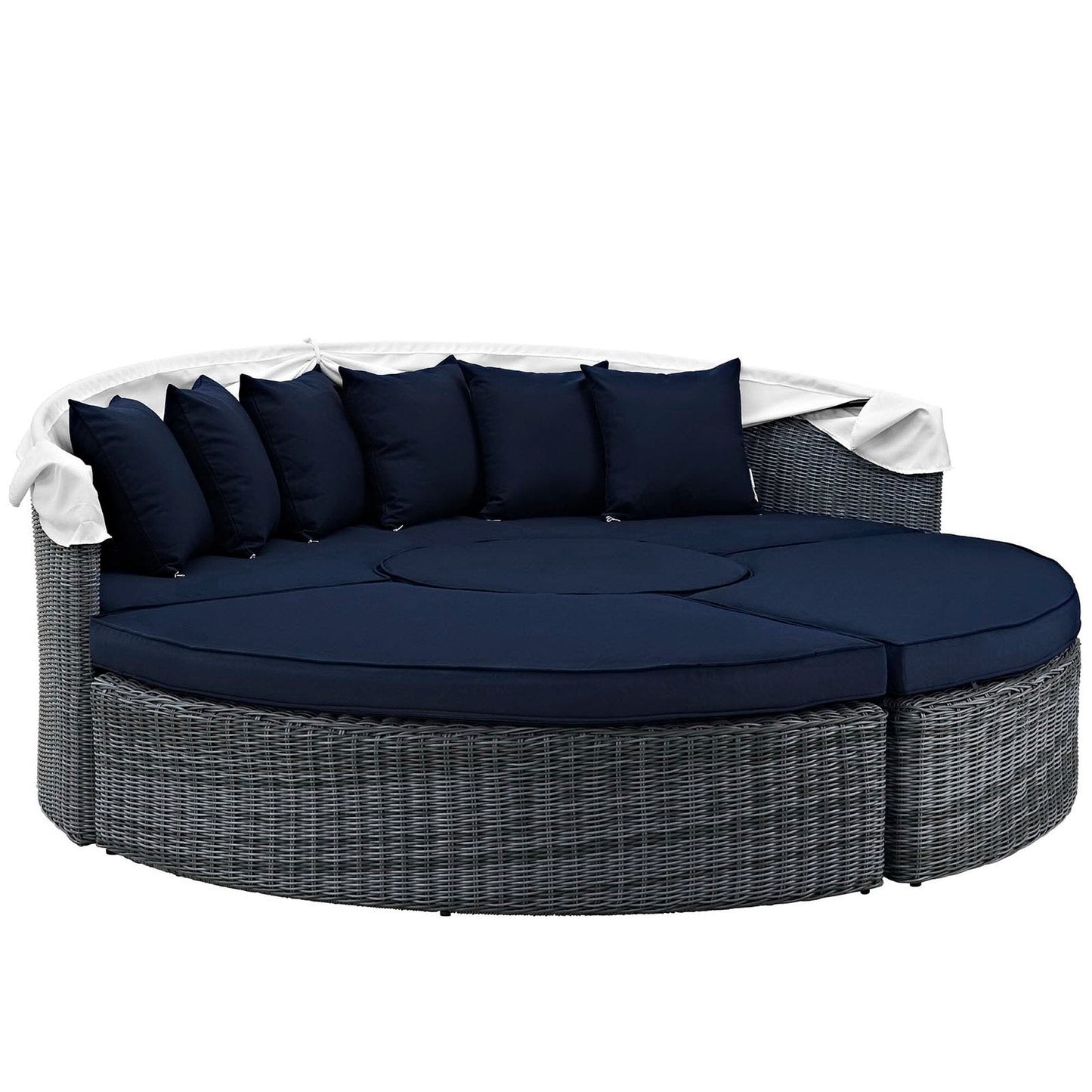 Summon Canopy Outdoor Patio Sunbrella Daybed in Canvas Navy by Modway Daybed Modway 