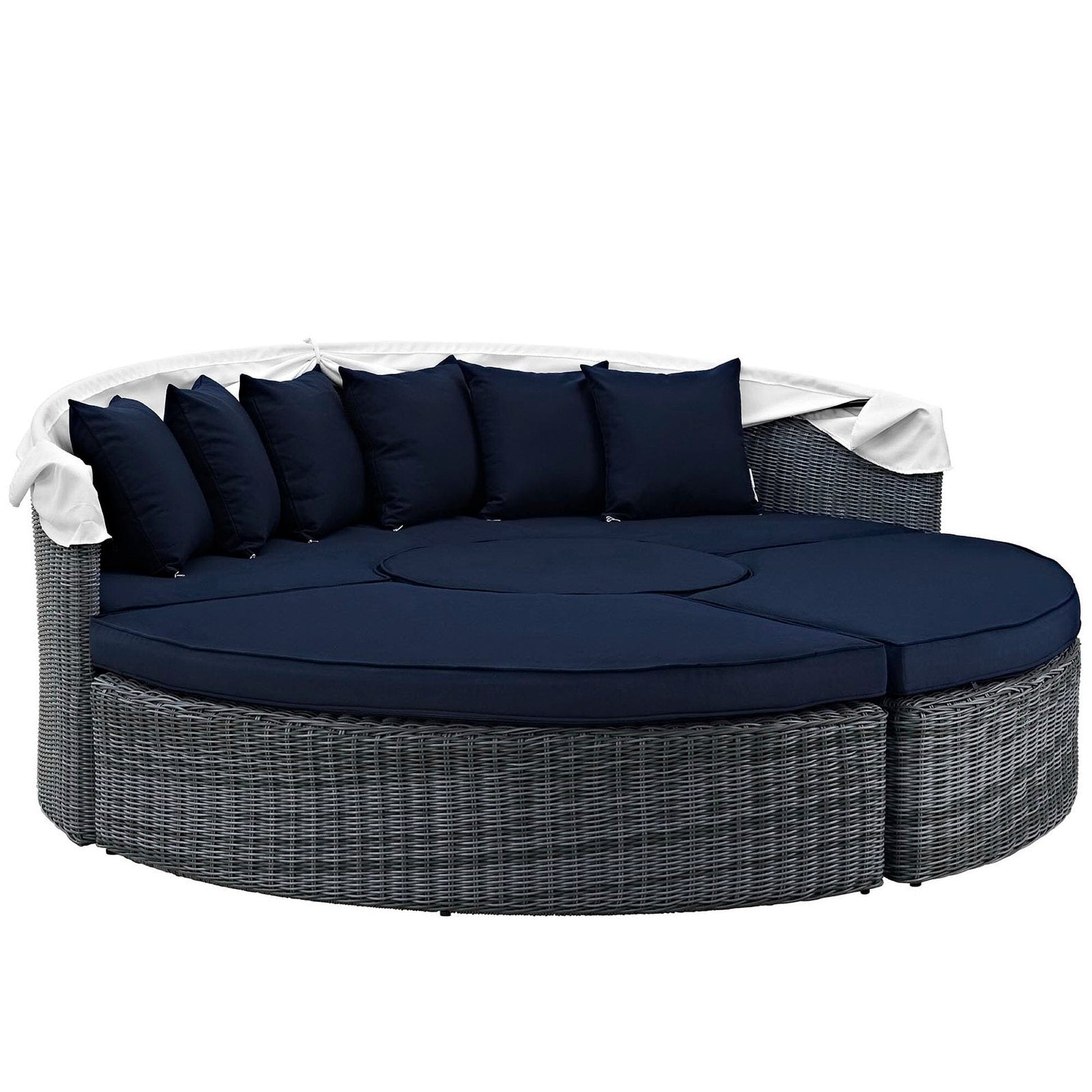 Summon Canopy Outdoor Patio Sunbrella Daybed in Canvas Navy by Modway Daybed Modway 