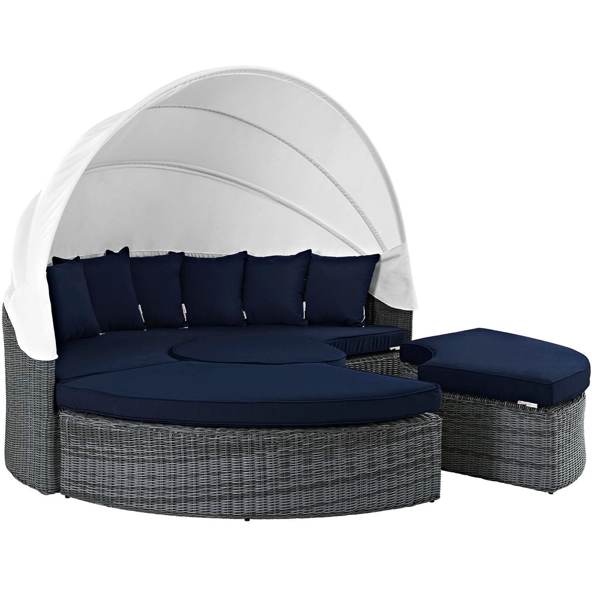 Summon Canopy Outdoor Patio Sunbrella Daybed in Canvas Navy by Modway Daybed Modway 