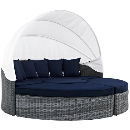 Summon Canopy Outdoor Patio Sunbrella Daybed in Canvas Navy by Modway Daybed Modway 